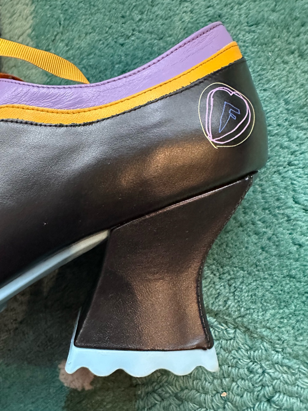 Fluevog NEARLY NEW Stop It Fermare black/purple/yellow lace-up- 11.5 (fits 11) - Picture 13 of 16